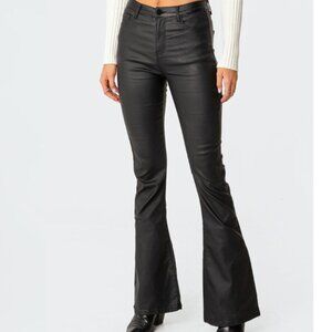 Edikted Black Leather Flair Pants